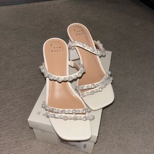 White Pearl Block Heels